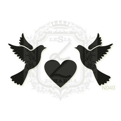Акриловый штамп Lesia Zgharda Голуби и сердце N040
