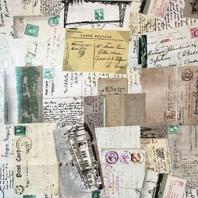 Ткань для рукоделия от Hobby&You, 50x50см (лен с принтом) - Письма