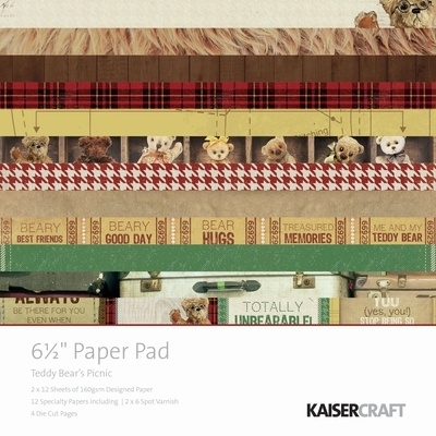 Набір паперу для скрапбукінгу Kaisercraft - TEDDY BEARS PAPR PAD, 15х15см, 28 аркушів