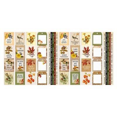 Набір смужок з картинками для декорування Autumn botanical diary 5 бл. 5x30,5см, ТМ Фабрика Декору.
