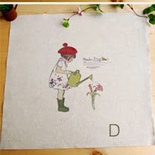 Картинки на льоні — Поливаю квіти, арт.0147 - D, 30x30 см