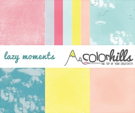 Набір паперу, фішок і штампів від Color Hills — колекція Lazy moments, 16 елементів