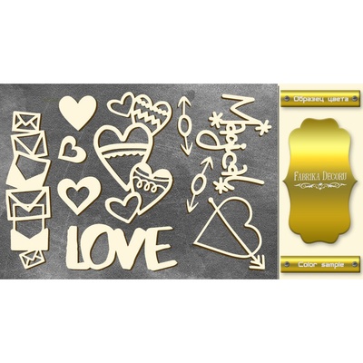 Чипборд Фабрика Декору - Діля серця 3, колір золото