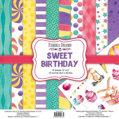 Набір скрап-паперу Sweet Birthday 30,5x30,5см, TM Fabrika Decoru