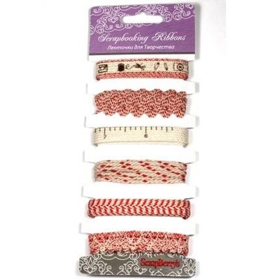 Набір стрічок, 6 шт., червона гамма, різної ширини: 0,3-1s, 1 м