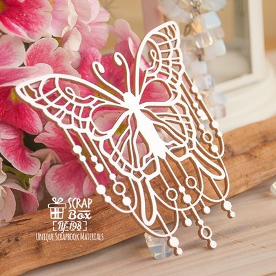 Чипборд ScrapBox - метелик з намистинками Hf-198