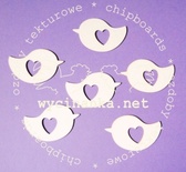 Чипборд від Wycianka - Птахи з сердечками, 6 шт.