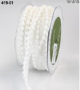 Тесьма с помпонами Yard Mini Pom Pom Ribbon, ширина 0,95 см, 90 см, цвет белый