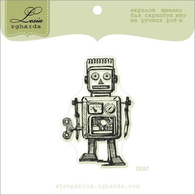 Акриловый штамп Lesia Zgharda D037 Робот, размер 3,6х5,5 см.