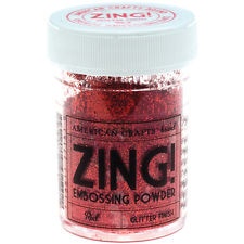 Пудра для эмбоссинга c глиттером, красная, RED Glitter Embossing Powder 1oz