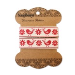 Лента декоративная от ScrapBerry's - Птички и Цветы, 15мм, 2м, хлопок