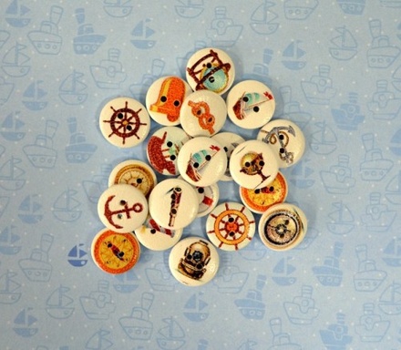 Деревʼяні страховки "Морські пригоди", 1,5см, 20 шт.