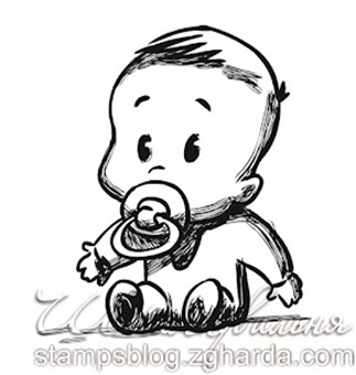 Акриловий штамп D014 Дитина з пустушкою, розмір 4,9х5,7 см