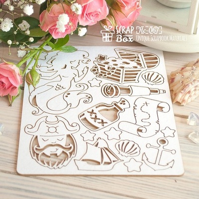 Чипборд ScrapBox - Набір піратський з русалкою Hc-067