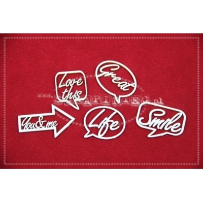 Чипборд Scrapiniec - Стрілки з англійськими словами, рукописний шрифт, 11 штук