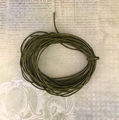 Вощений шнур, оливковий, 0,7 мм, 5 метрів