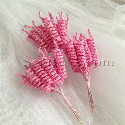 Гілочки-спіральки, колір рожевий, пучок з 12 штук