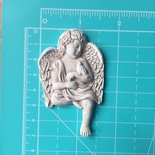 Гипсовое украшение с патинированием  от Е.В.A - Ангел с птичкой, 4,2х6,7см