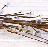 Веточка с бусинами, бежево-голубая,  38см