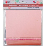 Набор розовых перламутровых заготовок для открыток, 15см*15см, 250г/м2, 5шт., ТМ Santi