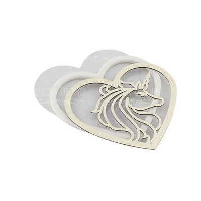 Заготовка для шейкера Єдиноріжок в сердечку 11x9,4 см, колір молочний, ТМ Фабрика Декору