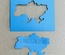 Вирубка із щільного картону (щільність 180 - 250) - контур України з назвою Ukraine, в Набірі 2 елементи (контур і основа)