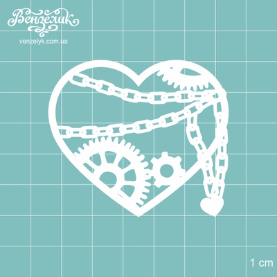 Чипборд від Вензелик - Серце Стімпанк 02, розмір: 5,1x5,8 см
