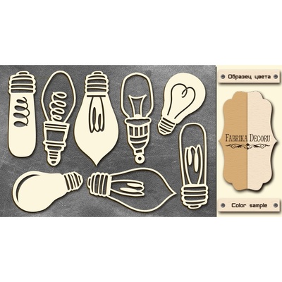 Чипборд Фабрика Декору - Лампочки, цвет молочный, крафт