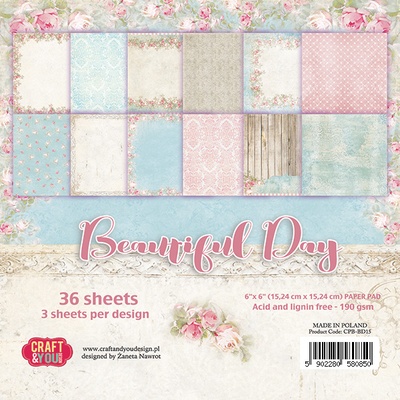 Набір односторонніх комбінацій від Craft&You Design - BEAUTIFUL DAY, 15,2x 15,2см, 36 шт