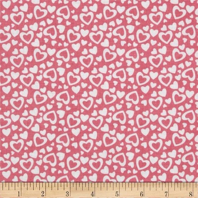 Тканина 100% бавовна - Сердечки білі на рожевому, 45x55см