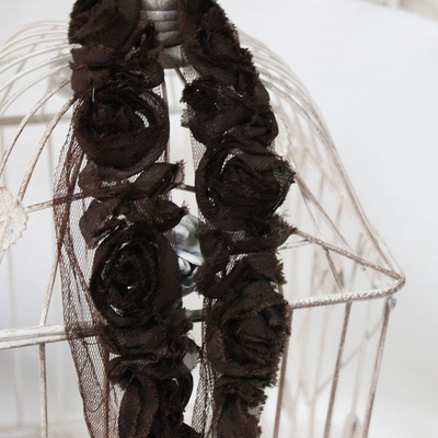 Стрічка з трояндами, колір: коричневий, ширина 4 см, 30 см