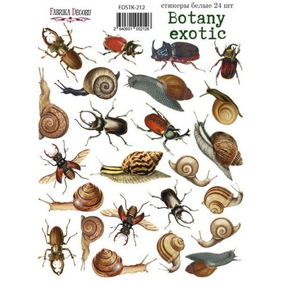 Набір наліпок (стікерів) 24 шт. Botany exotic 212, ТМ Фабрика Декору