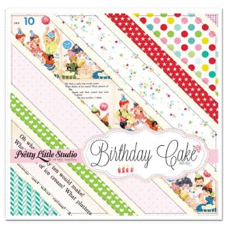 Набір паперу для скрапбукінгу від Pretty Little Studio, односторонній - Birthday Cake Paper Pack