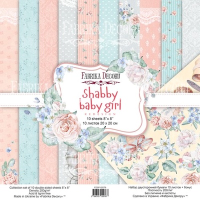 Набір паперу для скрапбукінгу Shabby baby girl Redesign 20x20см, ТМ Фабрика Декору