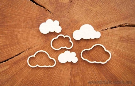 Чипборд от WOODchic - "Небо в облаках", 6 шт.