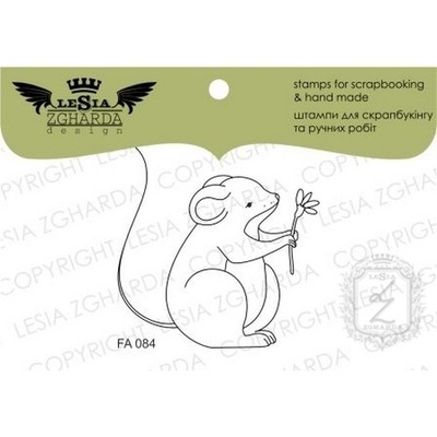 Акриловый штамп Lesia Zgharda FA084 Мышка с цветочком, 4,5*4,5 см.