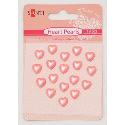 Набір перлин самоклейних середечки рожеві, 18 шт., ТМ Santi