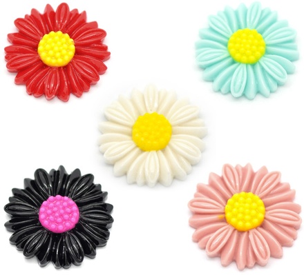 Набір кабашонів "Ромашки", колір мікс, розмір 27x27 мм, 5шт.