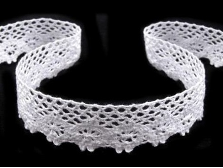 Бавовняне мереживо, білий колір, 25мм, 90см