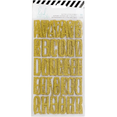 Наліпки - алфавіти - Heidi Swapp Magnolia Jane Cardstock Sticker Sheets - Gold GlitteRed GlitteRed