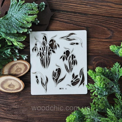 Чипборд набір підсніжники від WOODchic, розмір від 6 до 8cм