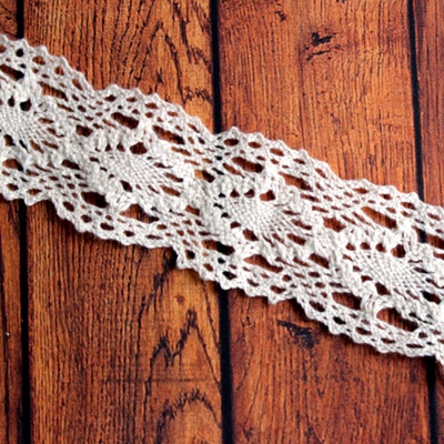 Кружево Широкое, х/б, цвет бежевый, ширина 35 мм, 90 см