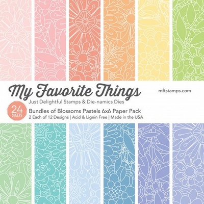 Набір паперу My Favorite Things - Bundles of Blossoms Pastels Paper Pack, розмір 15х15см, 24 аркуші.