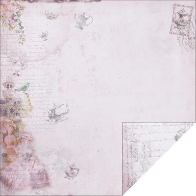 Аркуш двосторонній Fabscraps - Marie Antoinette Paper - Paper Purple High Tea, 30x30 см