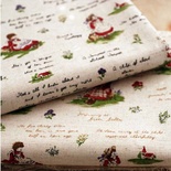 Льон дівчатка в червоних сукнях, розмір малюнків 5см - чорні написи, 50x70см