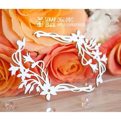 Чипборд ScrapBox - куточки з квітами Hw-041