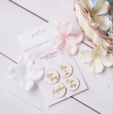 Набір деревʼяних фішок від ТМ Тетяна Синиця - "Love Story", 4 шт., діаметр 25 мм