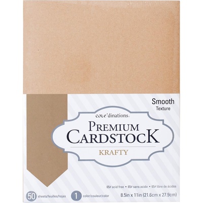 Набір кардстоку DCWV Core'dinations Value Pack Smooth Cardstock, 21.6x27.9 см, 50 аркушів, крафт