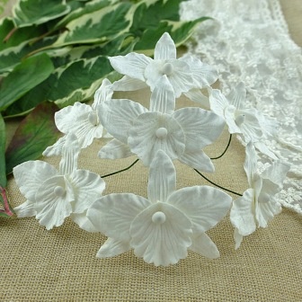 Орхідеї, білий колір, 33х40мм, 5шт.