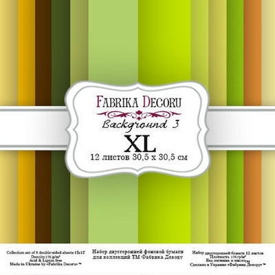 Набор скрапбумаги - Backgrounds 3 XL, 30,5x30,5 см, ТМ Фабрика Декора